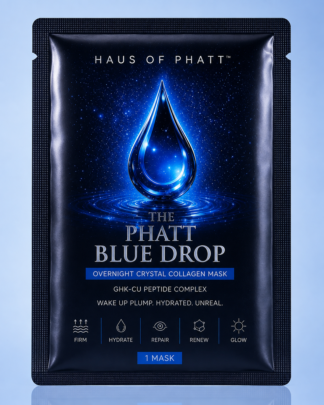 The Phatt Blue Drop Overnight Crystal Collagen Individual Face Mask
