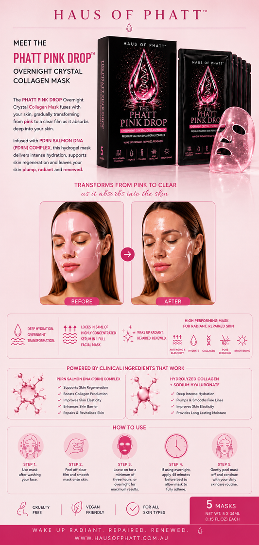 The Phatt Pink Drop Overnight Crystal Collagen PDRN Mask 5 pack